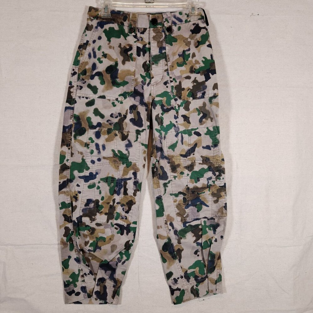 Zadig & Voltaire Pia Camou Cargo Pants Womens Size 34 Camo Button Fly